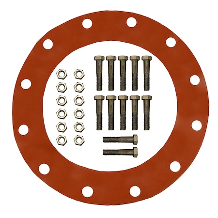 Jones Stephens 12in. Red Rubber Full Face Gasket Kit, 7/8in. x 4in. Bolt Size G51112